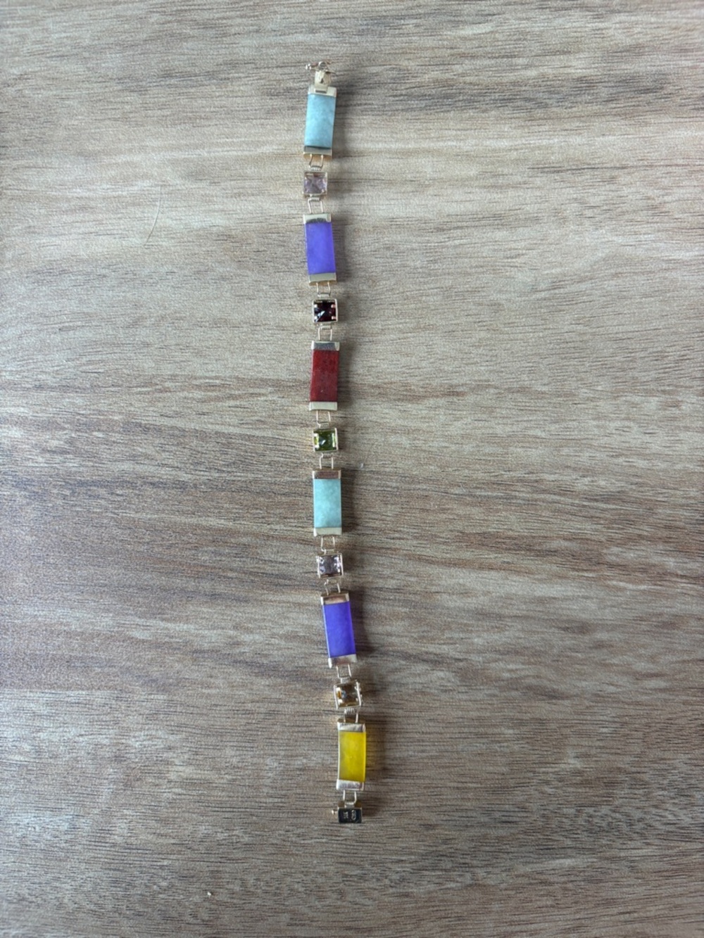 Multicolor Rectangular Stone Link Bracelet - Women Jewelry